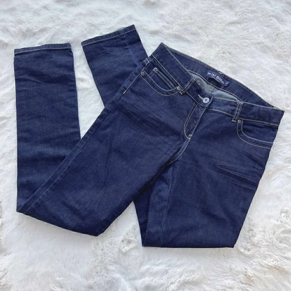 Mini Boden Slim Fit Jeans Dark Wash Denim Adjustable Waist Kids / Girls 14Y